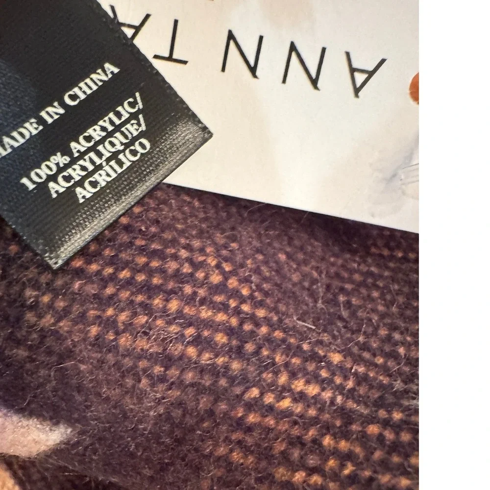 Ann Taylor Factory Brown‎ Beige Houndstooth Knit Scarf Wrap NEW 20